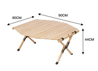 Table octogonale en hêtre pour rouleau d'oeufs Table pliante d'extérieur Ensemble de chaises Portable Camping Barbecue Table pliante en bois massif