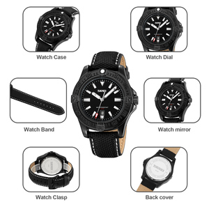 Men's square chronograph <b>watch</b> Luxury leather wristwatch 30M waterproof quartz <b>watch</b> - Product Image 2