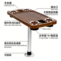 Table carrée pour bateau et yacht 18"x34" avec piétement amovible, porte-gobelets et supports pour téléphone, mobilier en plastique pour bateaux, pontons, VR et caravanes