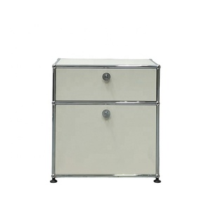Modern <strong>High</strong> End Stainless Steel Bedroom Nightstand Modular Two Drawers White <strong>Bedside</strong> <strong>Table</strong> for Hotel Home Villa - Product Image 2