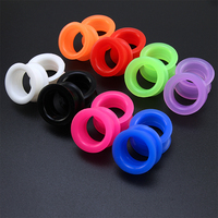 Ensemble 10 bouchons flexibles de jauge de tunnel de chair d'oreille de poulie de silicone pour le mariage bijoux creux de corps pour l'oreille