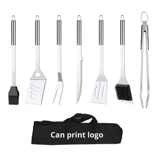 Ensemble d'outils de barbecue en acier inoxydable de 15 pièces pour le camping, vente chaude, pinces à nourriture, fourchette, usage domestique, spatule à fentes, brosse, couteau, extérieur - Product Image 2