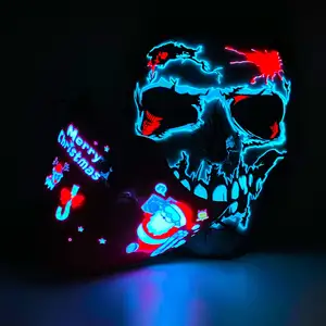 Party Supplier Hot Sales Halloween Mask Adults Cosplay Carnival Party Masquerade Led Glowing Face Mask