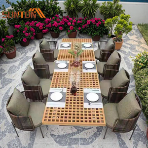 Ensemble <span class=keywords><strong>de</strong></span> table à manger <span class=keywords><strong>de</strong></span> luxe à 8 chaises <span class=keywords><strong>en</strong></span> bois malaisien avec meubles <span class=keywords><strong>en</strong></span> rotin pour <span class=keywords><strong>jardin</strong></span> patio parc-Salle à manger <span class=keywords><strong>de</strong></span> luxe <span class=keywords><strong>en</strong></span> plein air <span class=keywords><strong>pas</strong></span> <span class=keywords><strong>cher</strong></span> - Product Image 1