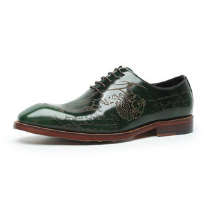 Zapatos <span class=keywords><strong>Oxford</strong></span> de cuero verde italiano de primera calidad hechos a mano con diseño grabado con láser, ropa formal elegante para eventos de Gala - Product Image 5