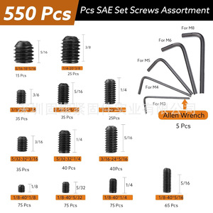 Hex Socket Head Screw Set 1400pcs Metric Grade 12.9 Alloy Steel DIN916 Standard Thread For General Use - Product Image 3