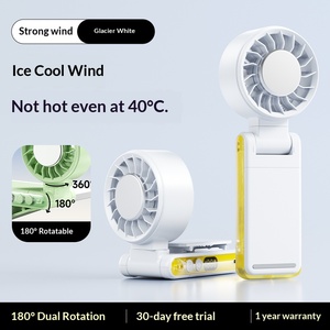 Ventilateur portable pliable 3000 mAh, mini ventilateur turbo rechargeable par USB pour les voyages, l'extérieur et le refroidissement personnel, ventilateur électrique portatif - Product Image 2