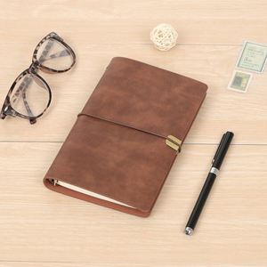 2025 Wholesale Vintage High Quality Handmade Blue Brown Leather <b>A5</b> Spiral Loose-Leaf Refillable Travel Notebook <b>Diary</b> Journal - Product Image 4
