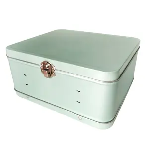 Custom color pattern tin box with handle gift box metal tin box with cheap price