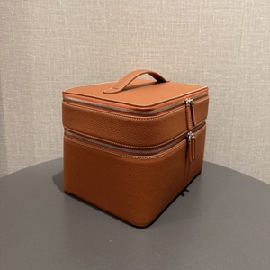 Estuche de Maquillaje de Cuero Genuino de Gran Capacidad, Duradero, con Cierre Superior, Logotipo Personalizable, Bolsa de Joyería Multifuncional para <span class=keywords><strong>Viaje</strong></span> - Product Image 2