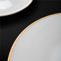 Vente directe d'usine, ensemble de plats fantaisie en porcelaine à bords dorés blancs, vaisselle de Table, ensembles d'assiettes