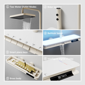 Juego de ducha termostática de latón para montaje en <span class=keywords><strong>pared</strong></span> Gockel, sistema de ducha digital inteligente multifuncional para baño. - Product Image 2