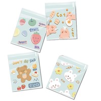 Sacs auto-scellants originaux à motif d'ours et de lapin pour l'emballage alimentaire, bonbons, biscuits, flocons de neige, snacks croustillants