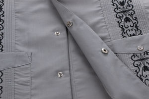 Camisas Guayaberas Bordadas de <span class=keywords><strong>Manga</strong></span> <span class=keywords><strong>Corta</strong></span> para Hombre, Diseño Cubano en Varios Colores - Product Image 4