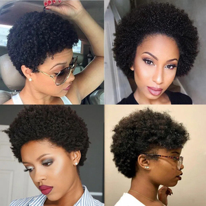 Perruque courte bouclée en cheveux humains, style <span class=keywords><strong>pixie</strong></span>, brésilienne, vierge, afro crépue - Product Image 6