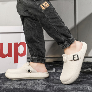 Chaussures EVA d'automne-hiver pour hommes, pantoufles en peluche de grande taille à semelle épaisse, tongs confortables antidérapantes à la mode et à bout chaud - Product Image 4