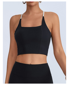 Soutien-gorge de sport croisé au dos pour femme avec coussinets amovibles, débardeur court ajusté pour fitness, yoga et entraînement – <span class=keywords><strong>En</strong></span> stock, OEM, ODM, livraison directe - Product Image 3
