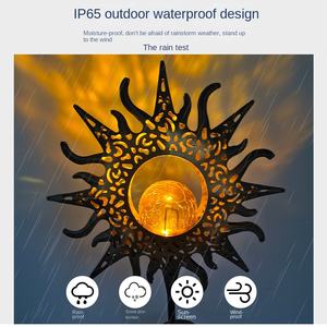 Lampe de sol de jardin à projection creuse de type flamme, IP65, LED, décoration de paysage extérieur, fer - Product Image 3