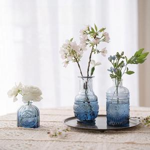 <span class=keywords><strong>Vase</strong></span> bourgeon en verre de couleur bleue peinte ensemble de 24 petits vases pour fleurs - Product Image 3