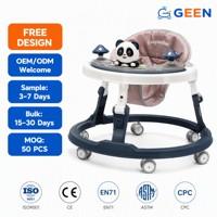 Marche-bébé pliable anti-renversement avec plateau d'activités musical, hauteur réglable, 6 roues, sécurité, fabrication sur mesure, vente en gros d'usine