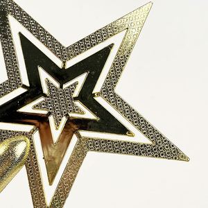Árbol de Navidad Promocional para Decoración, Dorado y Rojo con Brillantina, Plástico, Hermosa Estrella - Product Image 5