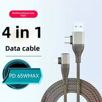 Cable de Carga Rápida Super 6A 4 en 1 de 2 m, Tipo-C, Tejido Curvo, con Revestimiento de Nailon, PD27W, TPE, Aleación de Zinc, para Cámara, Escáner de Código de Barras, Computadora, Auriculares