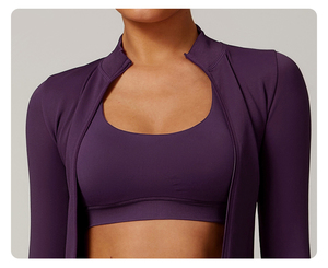 <span class=keywords><strong>Camiseta</strong></span> Deportiva de Manga Larga con Cierre para Mujer, Chaqueta Deportiva Ajustada sin Costuras para Mujer - Product Image 6