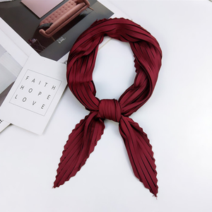 JINGMI — foulard en Satin et soie pour femmes, écharpe pour cou, 70x70cm, matière solide, plissée, diamant, pour tête carrée, modèle 2019 - Product Image 5