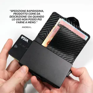 Hochwertige Brieftasche Karbonfaser Männer intelligente Brieftasche Identifikations- / Kredit- / Bankkartenhalter metallische Brieftasche Kreditkartenhalter