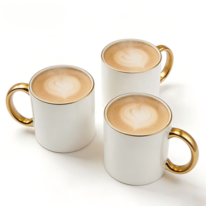 Taza de Té de Cerámica Plateada de 11 oz, Estilo Europeo Elegante, con Borde Dorado y Asa, para Sublimación, Impresión de Logotipo Personalizado, Regalo Artesanal - Product Image 2
