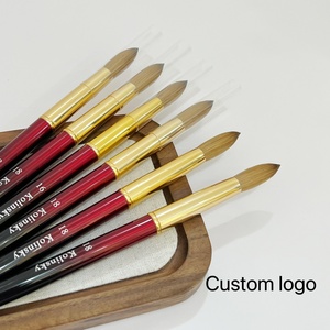 Wholesale 100% Pure Kolinsky Oval Hair 18 Luxury Style Acrylic Nail Art <b>Brush</b> High Quality Metal Handle Custom logo - Product Image 2