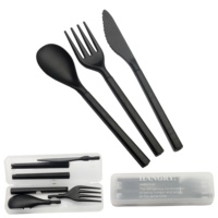 Portable pliable compostable couteau en plastique fourchette et cuillère Camping couverts ensemble avec étui