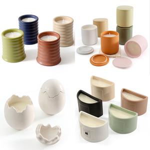 Grandes coupelles cylindriques en céramique pour bougies, style nordique unique, avec bases dorées de luxe, pour Noël, vente en gros - Product Image 5