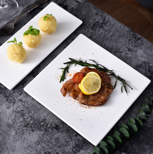 Assiettes en céramique blanche de haute qualité, logo personnalisé, carrées et rondes, pour restaurants haut de gamme, hôtels de luxe, vente en gros - Product Image 5