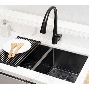 Nhà Cung cấp nhà máy handmade thép không gỉ bát đôi bồn rửa nhà bếp hiện đại thương mại undermount SUS304 75x45cm Bồn Rửa Nhà Bếp - Product Image 5