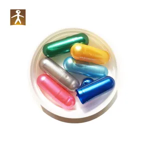 Capsules dures en gélatine vides de différentes couleurs, perles d'or de qualité supérieure, taille 0