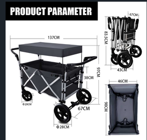 Children's gray folding trolley Beach camping outdoor <b>storage</b> large capacity trolley - Product Image 6