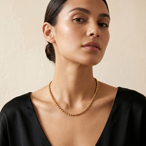 Collana Girocollo Geometrica con Perline in Acciaio Inossidabile Placcato <span class=keywords><strong>Oro</strong></span> 18K, Gioiello di Moda Trendy e Durevole per Donne - Product Image 1