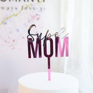 Décoration de gâteau tendance en acrylique « <span class=keywords><strong>Super</strong></span> <span class=keywords><strong>Maman</strong></span> » – Joyeuse Fête des Mères, Meilleure <span class=keywords><strong>Maman</strong></span> – Fournisseurs de décorations de gâteaux d'anniversaire - Product Image 2