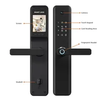 Serrure connectée WiFi avec écran tactile, caméra de visualisation et sécurité biométrique avancée, certifiée qualité, pour portes en bois et usage domestique