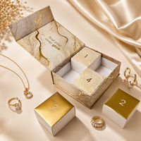 Boîte cadeau personnalisée 4 jours avec fermeture magnétique, entièrement dorée à chaud, emballage de luxe pour bijoux
