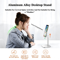 Support de téléphone multifonctionnel en alliage d'aluminium personnalisé pour bureau, support antidérapant stable en métal pour tablettes et streaming en direct