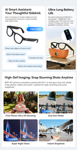 Lunettes intelligentes X01ultra AI avec étui <span class=keywords><strong>de</strong></span> chargement, enregistrement vidéo 1200P, traduction en temps réel, lecture <span class=keywords><strong>de</strong></span> musique et appels Bluetooth - Product Image 2