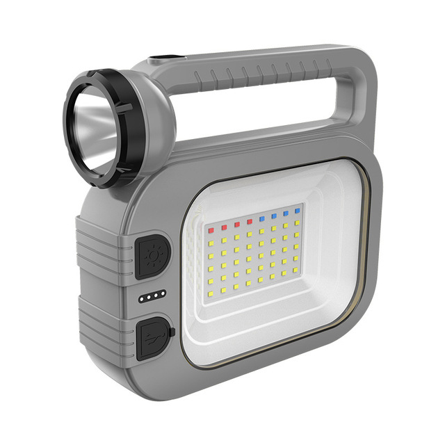 Outdoor Super Bright Portable Solar Hand Lamp Cob Work Dual Source Camping Hiking Torch Bright Light Torch Rechargeable