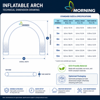 Arche gonflable imprimée MORNING pour mariages, cérémonies de remise de prix, événements d'entreprise et décors photo