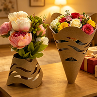 Sacs cadeaux en papier kraft minimalistes biodégradables pour fleurs, pochettes porte-fleurs pour la Saint-Valentin, fournitures d'emballage de bouquets