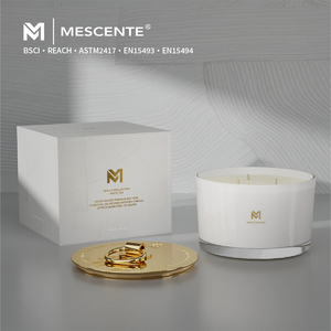 Bougies en Verre Parfumées de Luxe Artisanales Personnalisées Mescente, en Gros, pour Noël, avec Récipient, Jarre, 3 Mèches et Cire de <span class=keywords><strong>Soja</strong></span> - Product Image 1