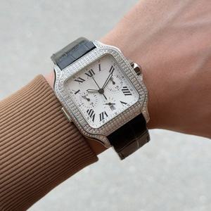 Top-quality Luxurious Diamond-<b>set</b> <b>square</b> Stainless Steel Watch Sapphire Crystal Dial Multi-functional Automatic Mechanical Watch - Product Image 5