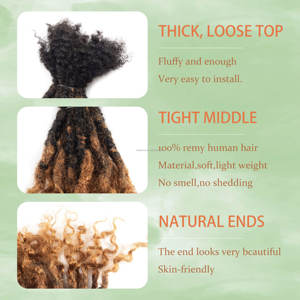 0,8 cm 100% Extensión de cabello Dreadlocks hecha a mano Extensiones de LOCs flexibles Cheveux Naturel Afro Kinki Coily Lisa Locs para mujer - Product Image 5