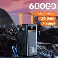 Batería Externa Portátil de 60000mAh de Gran Capacidad con Pantalla LED Digital, 4 Salidas USB Tipo-C, Carga Rápida de 22.5W, Función de Tecnología GAN, Japón